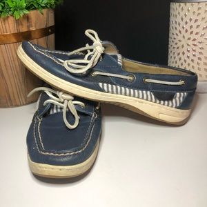 Vintage 2000’s Sperry Navy & White Striped Boat Shoes
